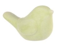 Ptáček keramický semišový povrch zelený 7x12cm